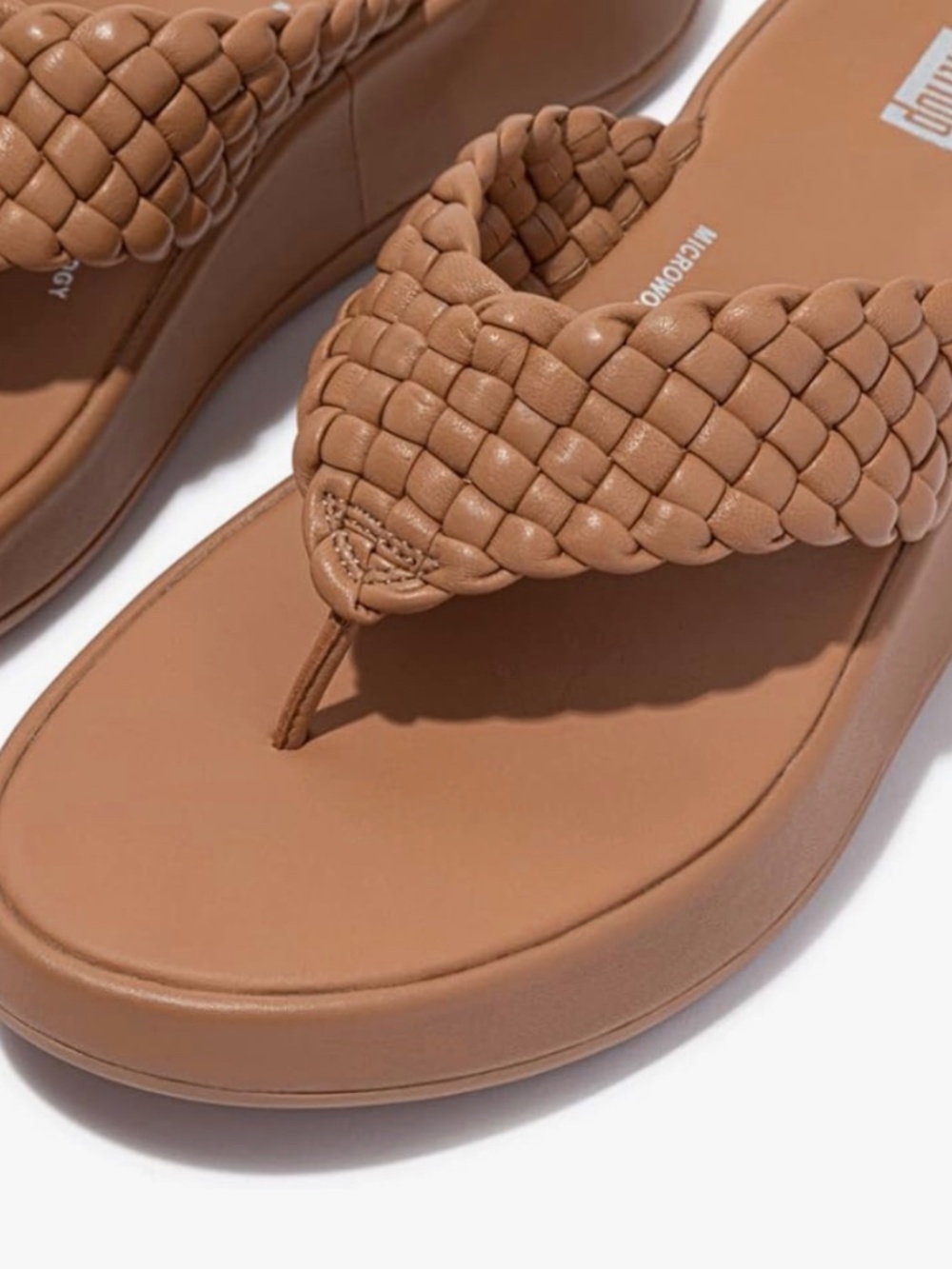 FitFlop Women's F-Mode Woven-Leather Flatform Toe-Post Sandals Size 6 NWOB